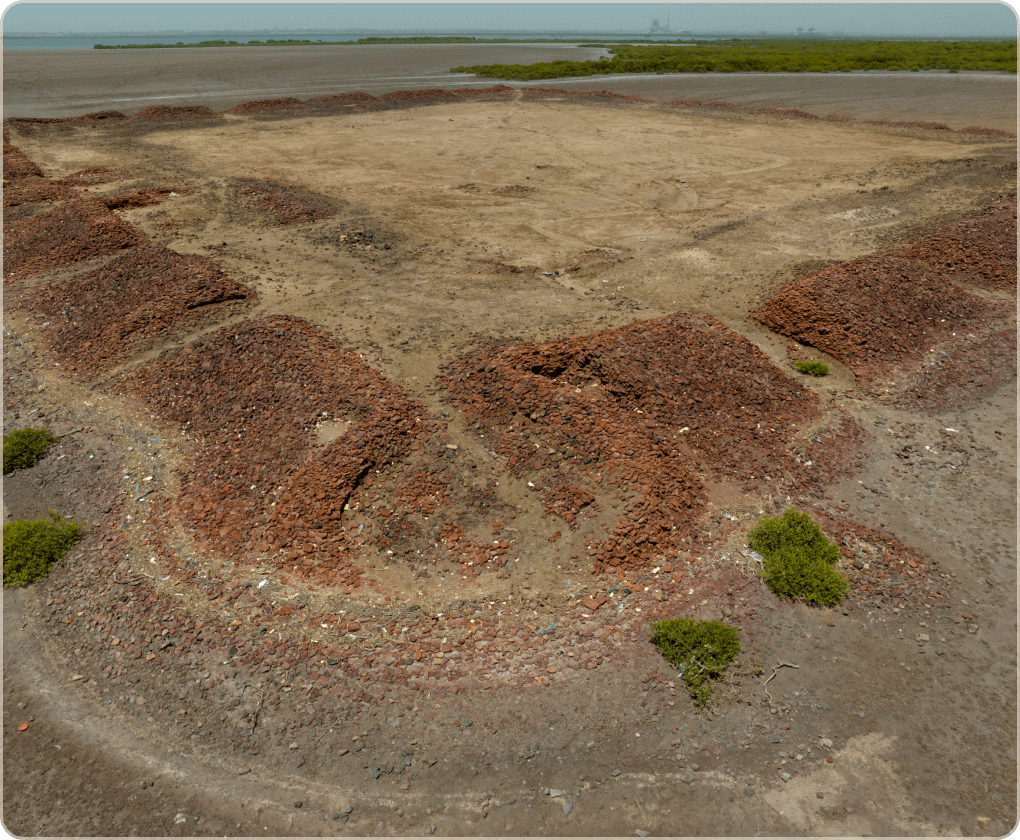 A collapsed corner tower at Ratukot